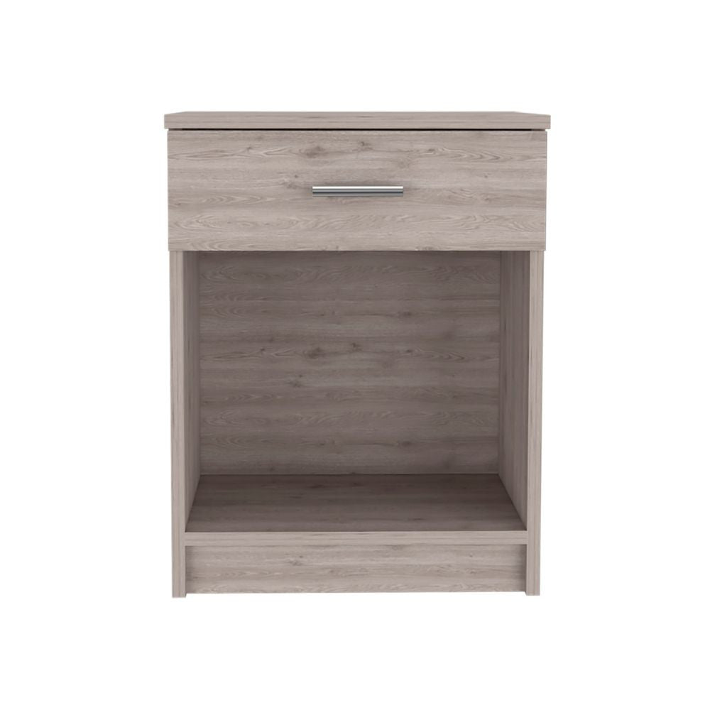 Homeroots Sophisticated And Stylish Light Grey Eco Nightstand   477920