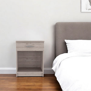 HomeRoots 22" Wood One Drawer Nightstand - Modern Compact Design, Easy Storage & No Assembly for Stylish Spaces 477920