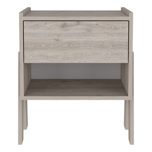 Homeroots 22" Light Gray One Drawer Faux Wood Nightstand   477922