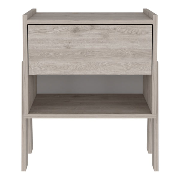 Homeroots 22" Light Gray One Drawer Faux Wood Nightstand   477922
