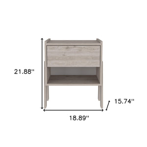 Homeroots 22" Light Gray One Drawer Faux Wood Nightstand   477922