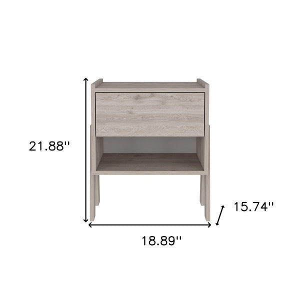 Homeroots 22" Light Gray One Drawer Faux Wood Nightstand   477922