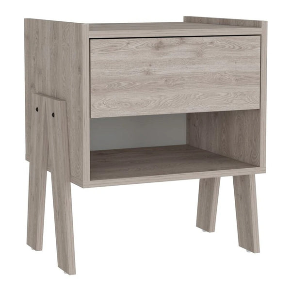 Homeroots 22" Light Gray One Drawer Faux Wood Nightstand   477922