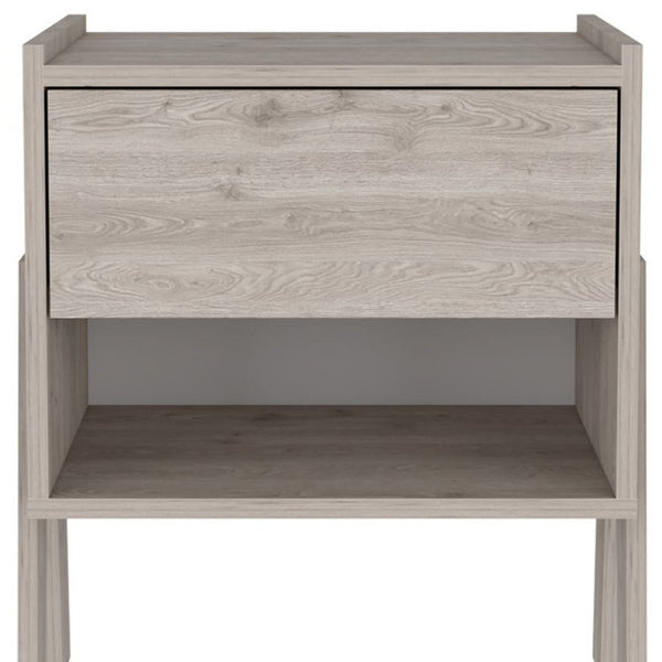 Homeroots 22" Light Gray One Drawer Faux Wood Nightstand   477922