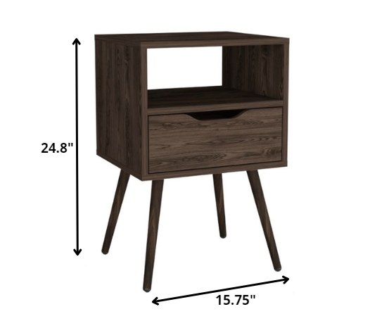 Homeroots Modern Dark Walnut Bedroom Nightstand   477923