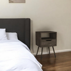 HomeRoots 25" Modern One-Drawer Nightstand with Open Shelf – Compact, Assembly-Free Storage for Any Room 477923