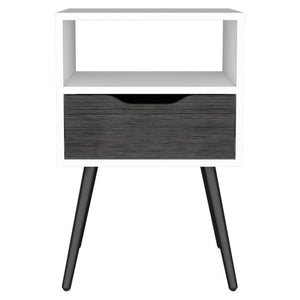 Homeroots Modern Smokey Oak And White Bedroom Nightstand   477924