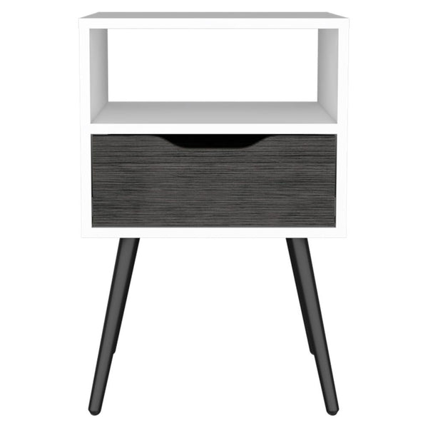 Homeroots Modern Smokey Oak And White Bedroom Nightstand   477924