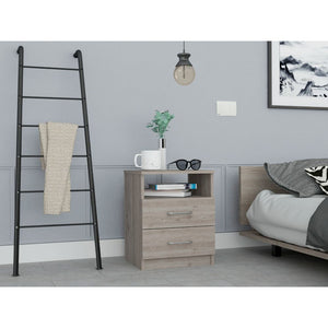 Homeroots Modern And Stylish Light Grey Particle Bedroom Nightstand   477927