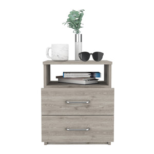 Homeroots Modern And Stylish Light Grey Particle Bedroom Nightstand   477927