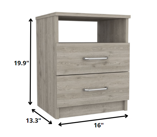 Homeroots Modern And Stylish Light Grey Particle Bedroom Nightstand   477927