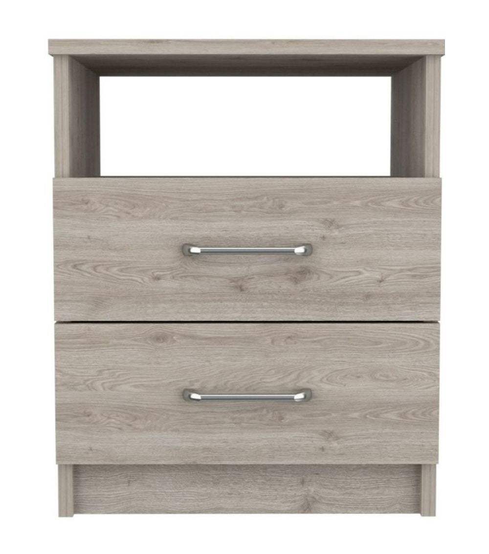 Homeroots Modern And Stylish Light Grey Particle Bedroom Nightstand   477927