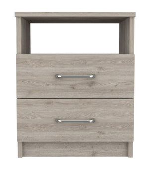 Homeroots Modern And Stylish Light Grey Particle Bedroom Nightstand   477927