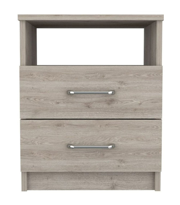 Homeroots Modern And Stylish Light Grey Particle Bedroom Nightstand   477927