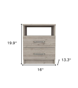 HomeRoots 20" Light Gray Wood Nightstand with Two Drawers - Modern Bedside Storage for Any Room Décor 477927