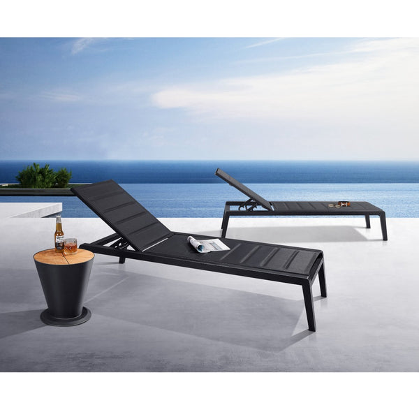 HomeRoots Set of Two Adjustable Black Aluminum Sling Chaise Lounges for Ultimate Outdoor Comfort & Style 477933
