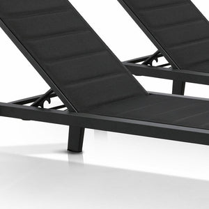 HomeRoots Set of Two Adjustable Black Aluminum Sling Chaise Lounges for Ultimate Outdoor Comfort & Style 477933