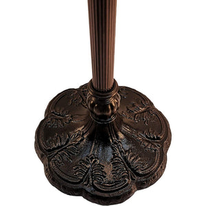 HomeRoots 62" Elegant Brown Two-Light Floor Lamp with Stained Glass Dome Shade & Red Floral Accents 477934