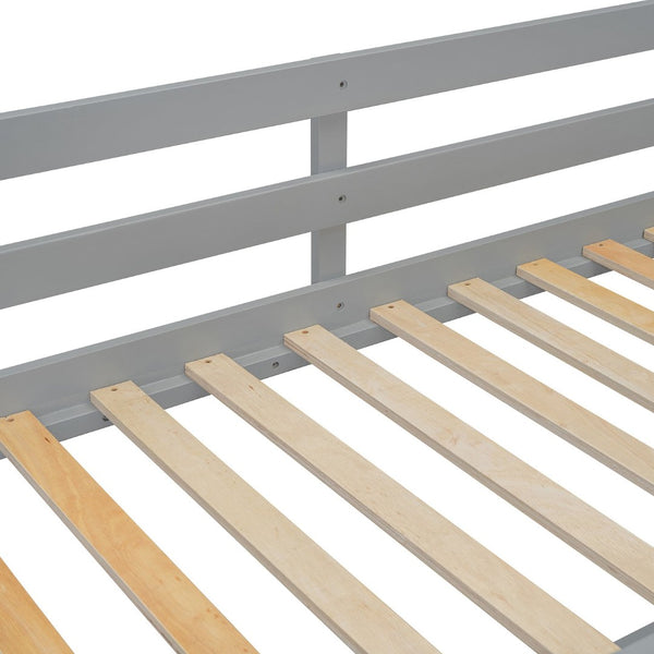 English Elm Twin Over Bunk Bed with Four Storage Drawers Open Shelving Kids Bedroom Gray LT000167AAE-1