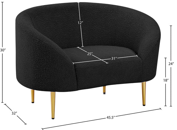 Ritz Black Boucle Fabric Chair 477Black-C Meridian Furniture