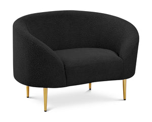 Ritz Black Boucle Fabric Chair 477Black-C Meridian Furniture