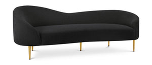 Ritz Black Boucle Fabric Sofa 477Black-S Meridian Furniture