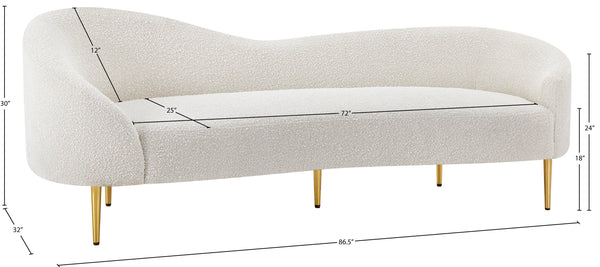Ritz Cream Boucle Fabric Sofa 477Cream-S Meridian Furniture