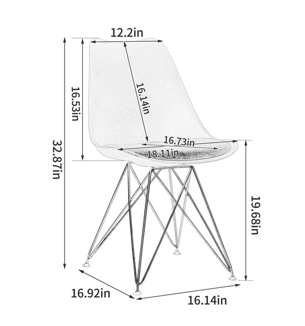 English Elm Modern Dining Chairs Set Of 4 - Stylish Grey Shell Lounge Design With Elegant Golden Steel Legs W370P207510