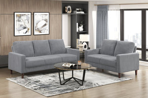English Elm Modern Track Arm Loveseat with Soft Corduroy Upholstery, Plush Cushions and Faux Wood Legs for Cozy Living Spaces Gray 45.5 L x 26 W x 21.5 H B011P362565