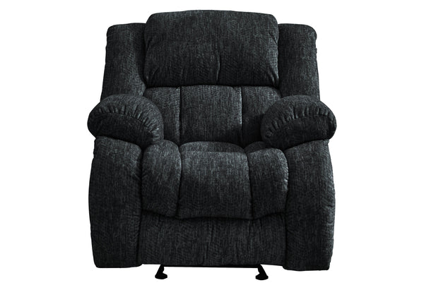 English Elm STONIC Ebony Glider Recliner - Black Fabric, Smooth Gliding Recline, Modern Zaftig Comfort Seat B201P216010