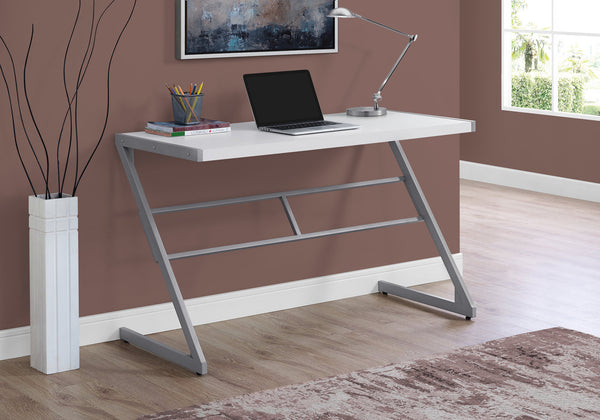English Elm Computer Desk with Spacious Dark Wood-Grain Top and Open Cubby, Sturdy Metal Legs, Compact Modern Industrial Design White 52 L x 25 W x 6 H B2710P219722