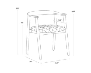 Sunpan Jeremy Mid-Century Dining Armchair - Exquisite Acacia Wood Craftsmanship for Timeless Elegance Weathered Oak / Dove Cream