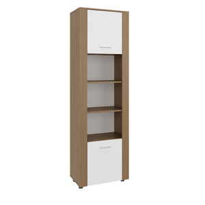 English Elm Dupont Tall Bookcase with Lower Cabinet Five Shelves Two-tone Modern Display B092P474473