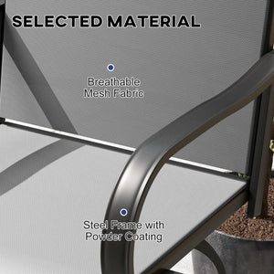 English Elm Outsunny Outdoor 360° Swivel Bar Stools, Set Of 2 With Armrests, Durable Steel Frame For Patios, Gray W2225P174470-GIGA