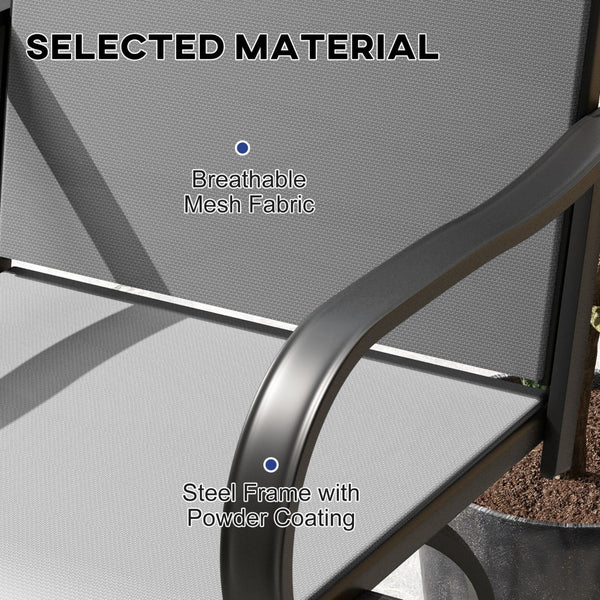 English Elm Outsunny Outdoor 360° Swivel Bar Stools, Set Of 2 With Armrests, Durable Steel Frame For Patios, Gray W2225P174470-GIGA