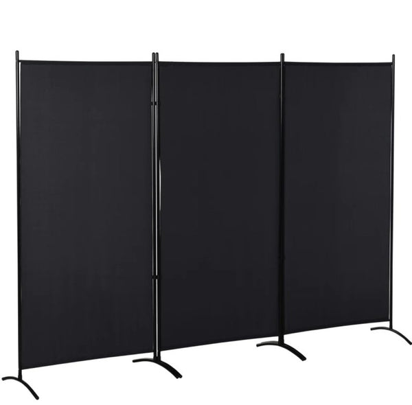 English Elm Privacy Screen Three Panel Folding Divider Matte Black Steel Frame Home Office T3971P420790