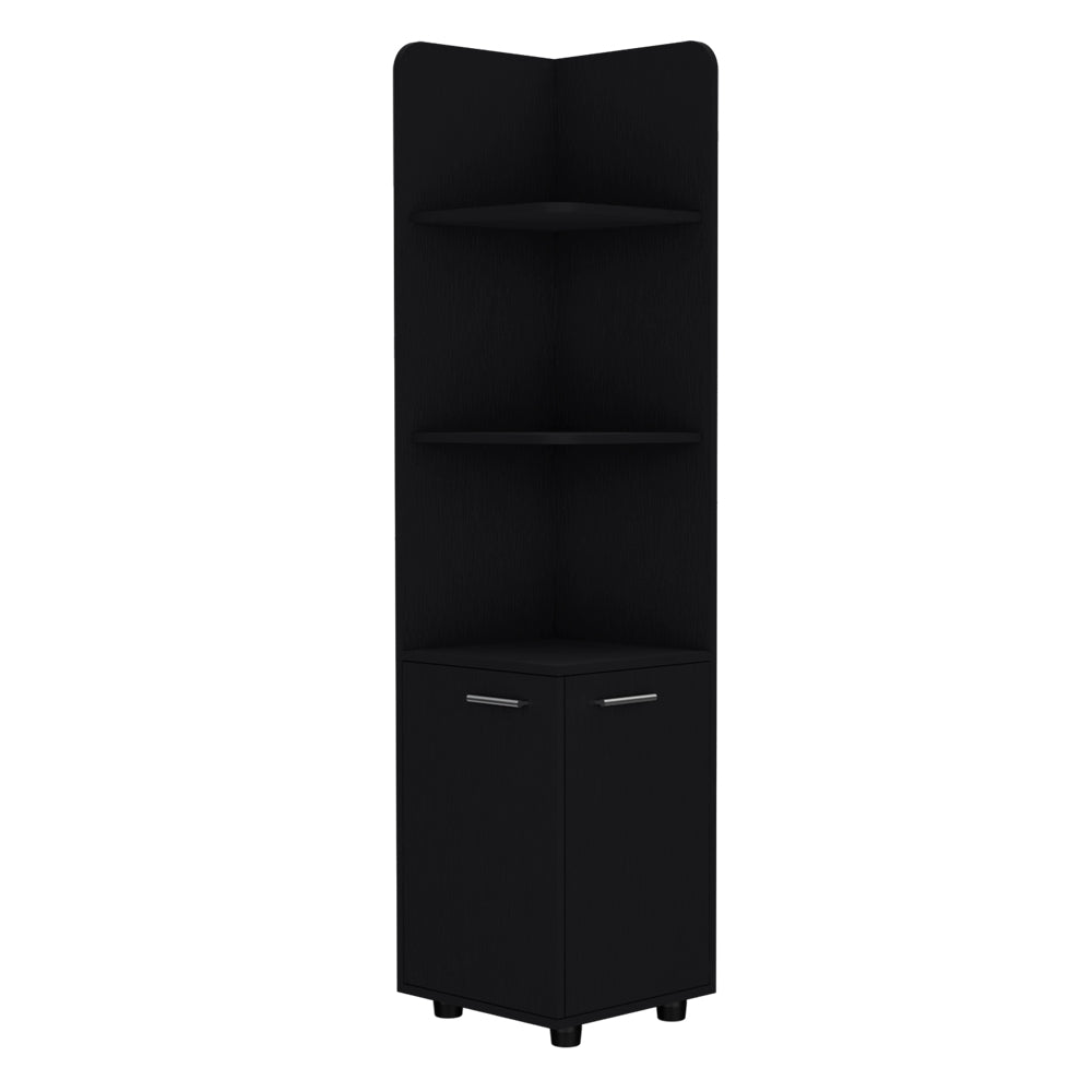 English Elm Freestanding Cabinet Kairatu Black Engineered Wood Bathroom Storage with Drawer & 3 Shelves, Stylish 66" x 19" B092P201584