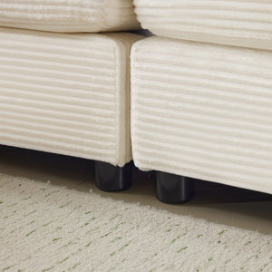 English Elm 104" Plush Cloud Modular 3-Seater Sofa with Ottoman, Beige Corduroy, High-Resilience Foam Comfort W1829S00063