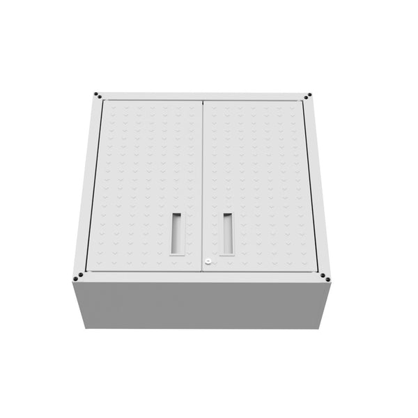 English Elm Floating Wall Mounted Garage Cabinet with Locking Doors and Diamond Texture Exterior White B365P398220