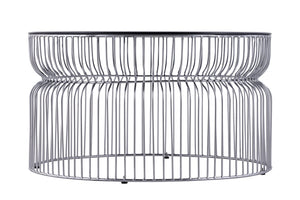 English Elm CT901 Modern round 30" coffee table with tinted tempered glass top and open metal frame for style and durability Chrome B009P306194