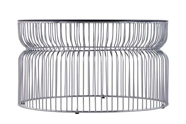 English Elm CT901 Modern round 30" coffee table with tinted tempered glass top and open metal frame for style and durability Chrome B009P306194