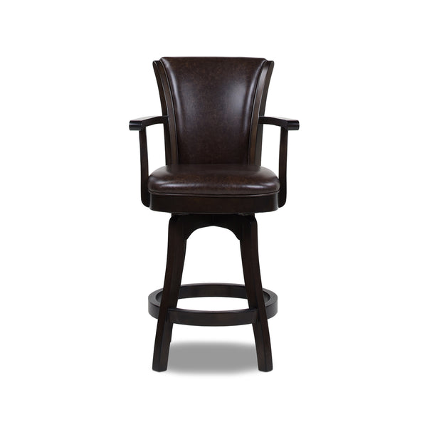 English Elm Jennifer Taylor Home - Williams 27In Swivel Counter Height Bar Stool - Vintage Brown Faux Leather, Comfort & Style Combined B2719P238370