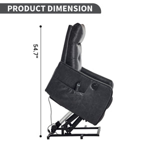 English Elm Deep Grey Pu Leather Power Lift Recliner with Massage Heat and Usb Charging Port W1803P364105
