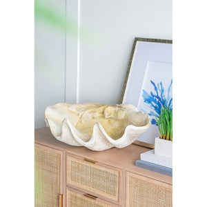 English Elm 25.3x16.5x8.5" Oversized Clam Shell Sculpture Glossy Coastal Decor Display Piece W2078P491173