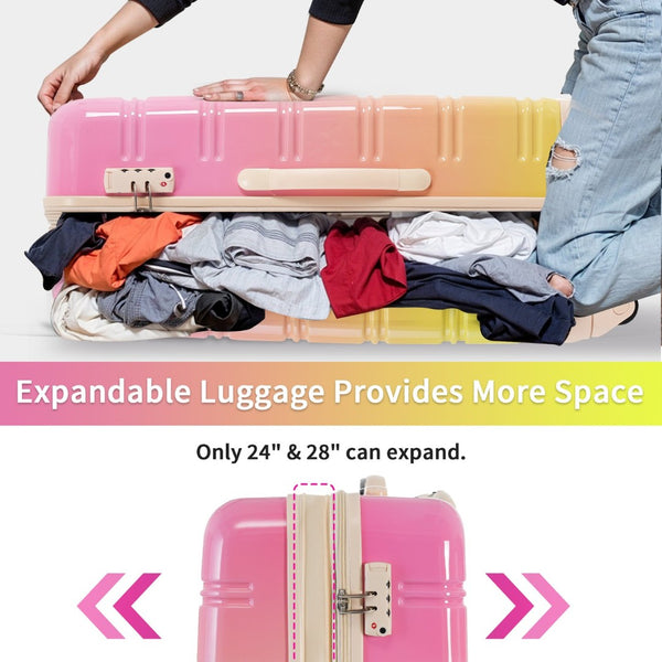 English Elm Hardshell Polycarbonate 3 Piece Luggage Set Spinner Wheels Tsa Lock Expandable Travel Multicolor Pink N732P184448U