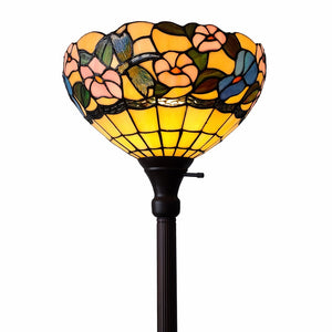 HomeRoots 70" Elegant Tiffany-Style Green Floor Lamp with Handcrafted Glass Shade for Cozy Ambiance & Decor 478069