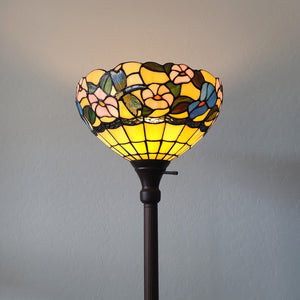 HomeRoots 70" Elegant Tiffany-Style Green Floor Lamp with Handcrafted Glass Shade for Cozy Ambiance & Decor 478069