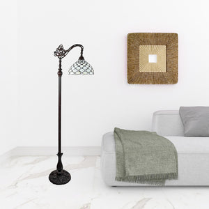 Homeroots 62" Brown Traditional Shaped Floor Lamp With White Stained Glass Bowl Shade  Metal 478072