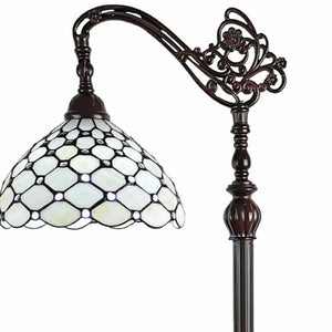 HomeRoots 62" Elegant Brown & White Metal Floor Lamp with Timeless Glass Shade for Soft Ambient Lighting 478072