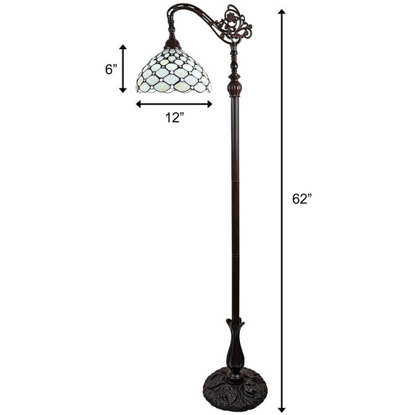 Homeroots 62" Brown Traditional Shaped Floor Lamp With White Stained Glass Bowl Shade  Metal 478072